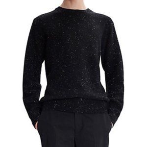 A.P.C. Mens Black Flecked White Cotton Crew Sweater, Size Large